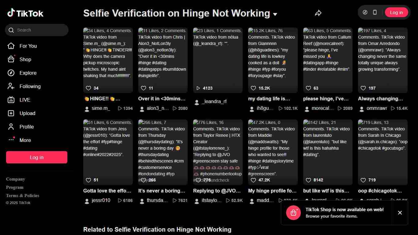 Selfie Verification on Hinge Not Working TikTok